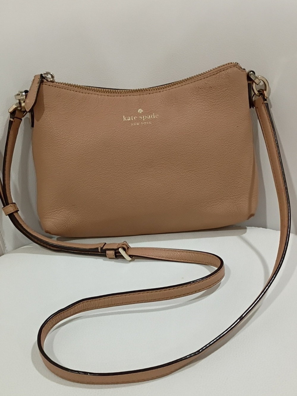 kate spade Pebble Leather Shoulder Crossbody in Light Tan